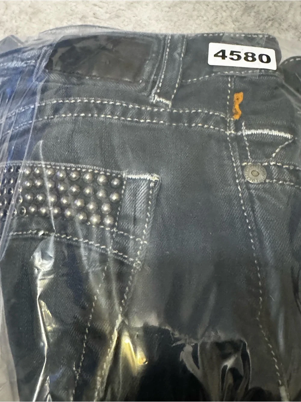 Robin’s Jeans Men’s Black Studded Denim Jeans Size 34 Made in USA Distressed Y2K
